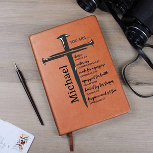 Personalized Christian Journal for Men Teens Boys, Bible Verse Leather Notebook, Religious Baptism Gifts, Retirement Birthday Valentine Gift