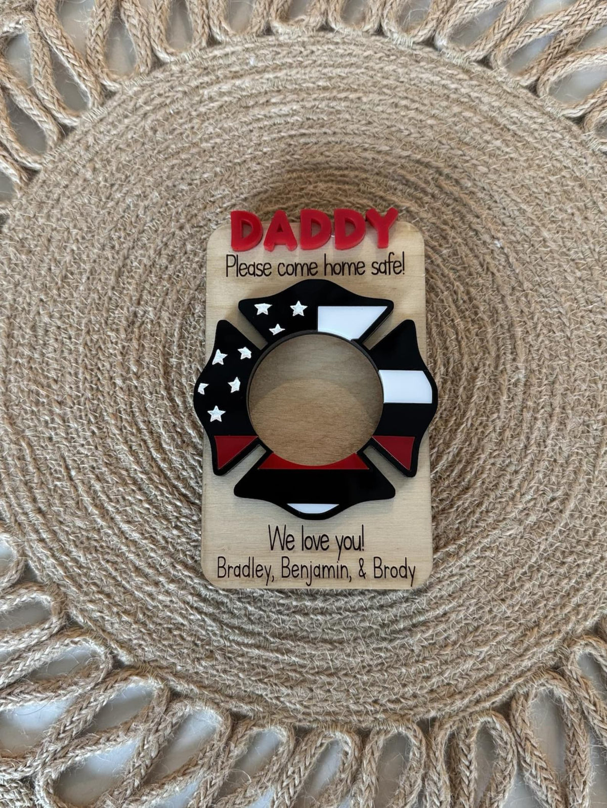 Personalized Picture Frame | Gift for Firefighter | Gift For Dad | Custom Photo Father's Day Frame| Car Visor Clip