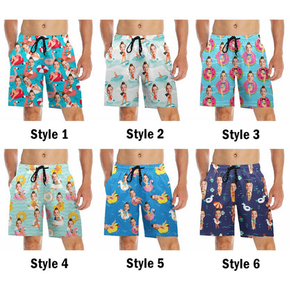 Custom Men Swimsuit,Custom Swim Trunks,Men Bathing Suit,Personalized Face Swimwear,Face on Beach Shorts,Swim Trunks Photo,Father's Day Gifts