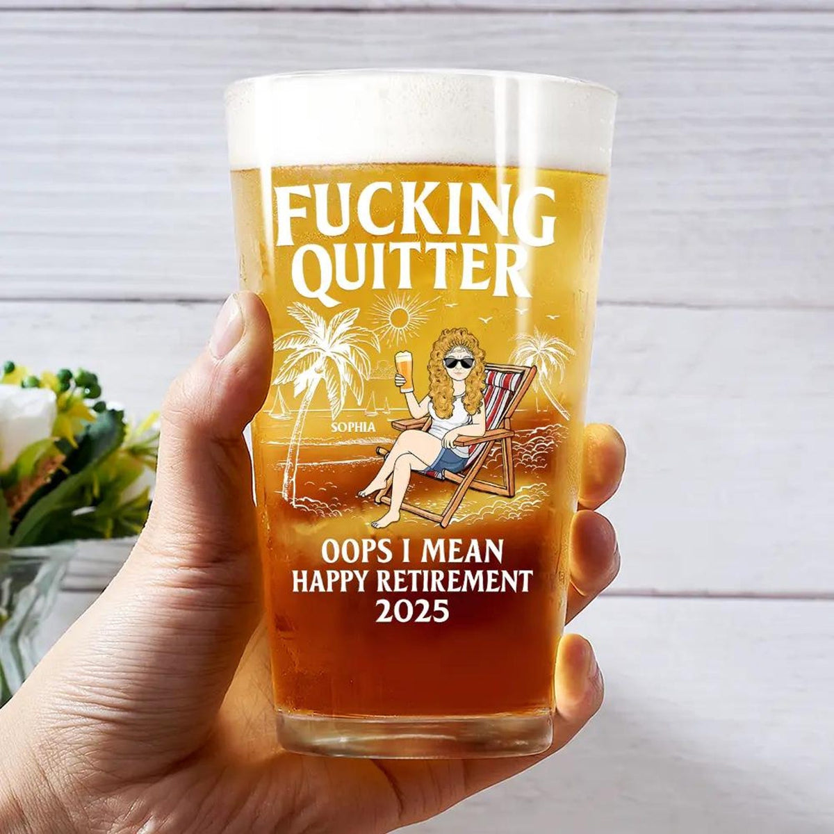 Oops I Mean Happy Retirement Personalized Custom Beer Glass, Retirement Beer Glasses, Funny Retirement Cocktail Glass, Custom Gifts 2025