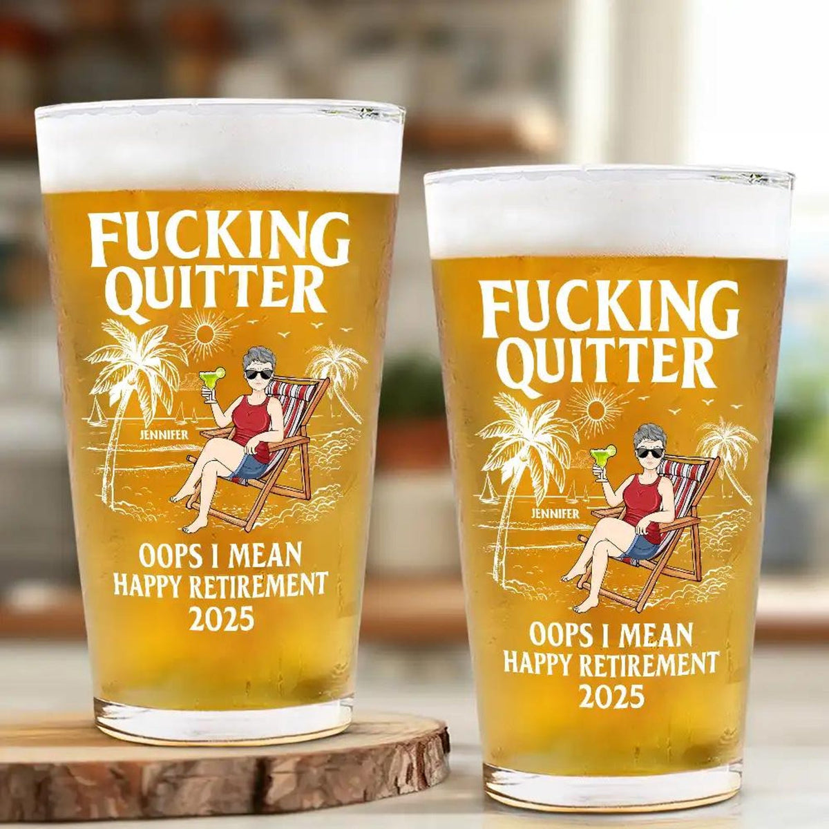 Oops I Mean Happy Retirement Personalized Custom Beer Glass, Retirement Beer Glasses, Funny Retirement Cocktail Glass, Custom Gifts 2025