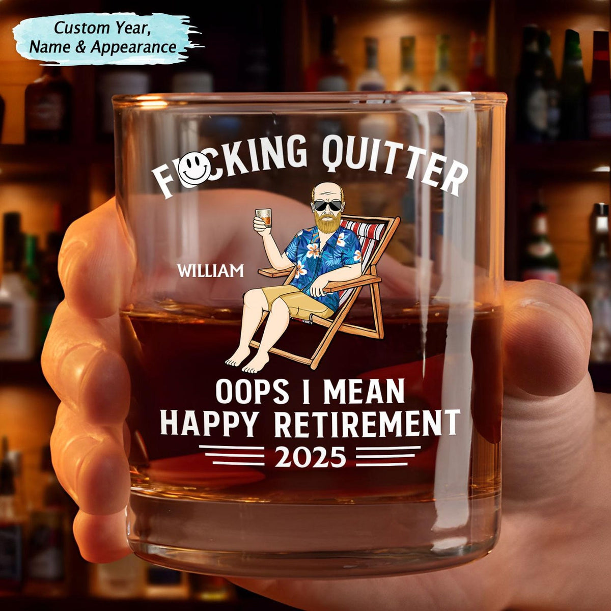 Oops I Mean Happy Retirement Personalized Whiskey Glass, Retirement Whiskey Glasses, Funny Retirement Cocktail Glass, Custom Gifts 2025