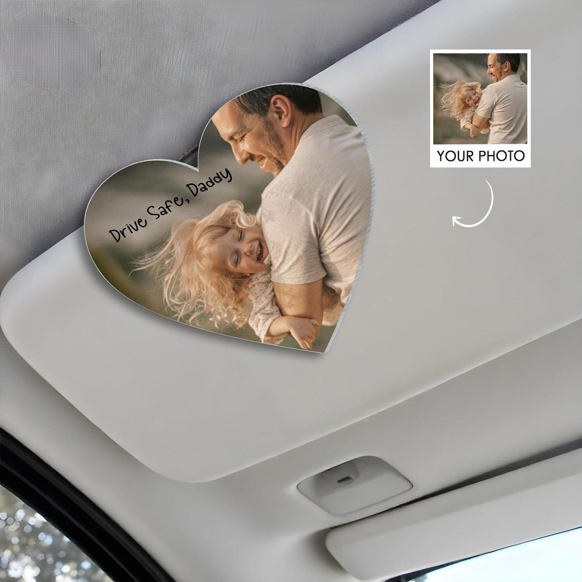 Custom Photo Car Visor Clip, Personalized Father's Day Gift, Drive Safe Daddy Gift, New Dad Gift, 1st Time Dad Gift from Wife, Husband Gifts
