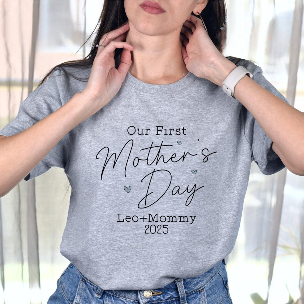 Custom Our First Mother's Day Shirt, New Mom Mother's Day Gift, Custom Matching Mom And Baby Shirt, First Mother's Day Personalized Tshirt