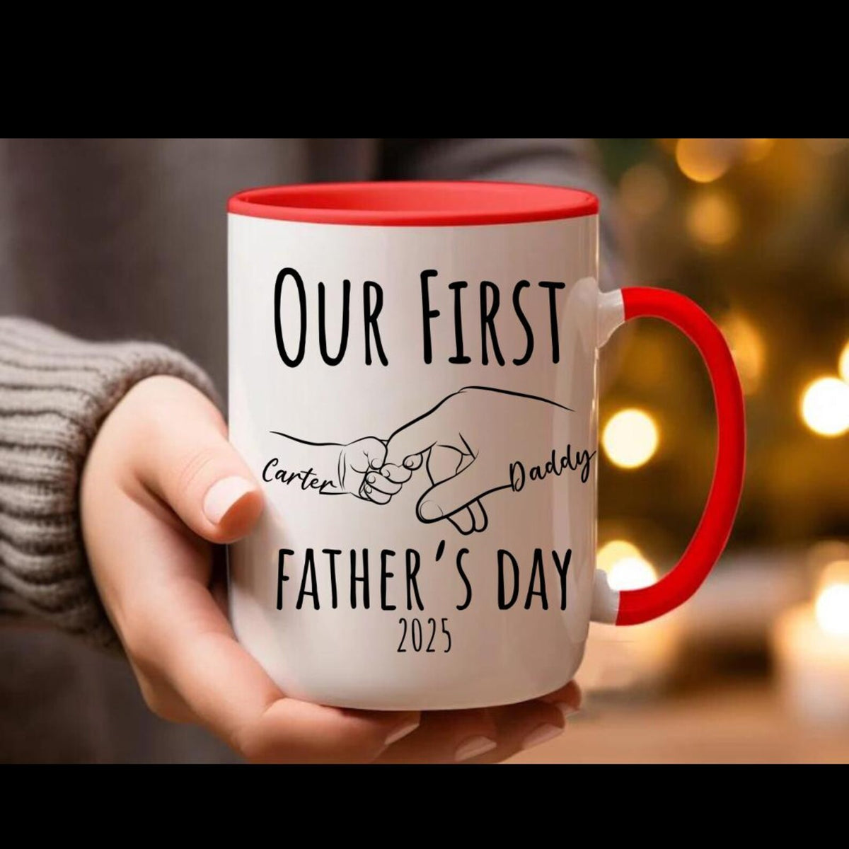 Happy First Fathers Day Mug, Personalized New Dad Mug, 1st Time Daddy Cup, Photo Mug For First Time Dad, Father And Baby Photo Mug