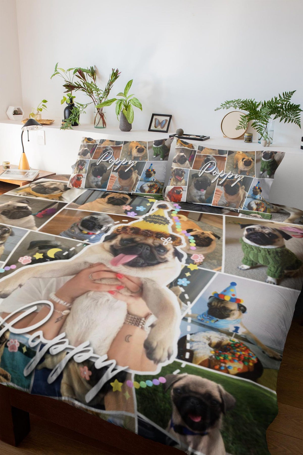 Custom Soft Blanket Personalized Girl Friend Name Photo Collage, Unique Matching Portrait Birthday Gift College Girlfriend