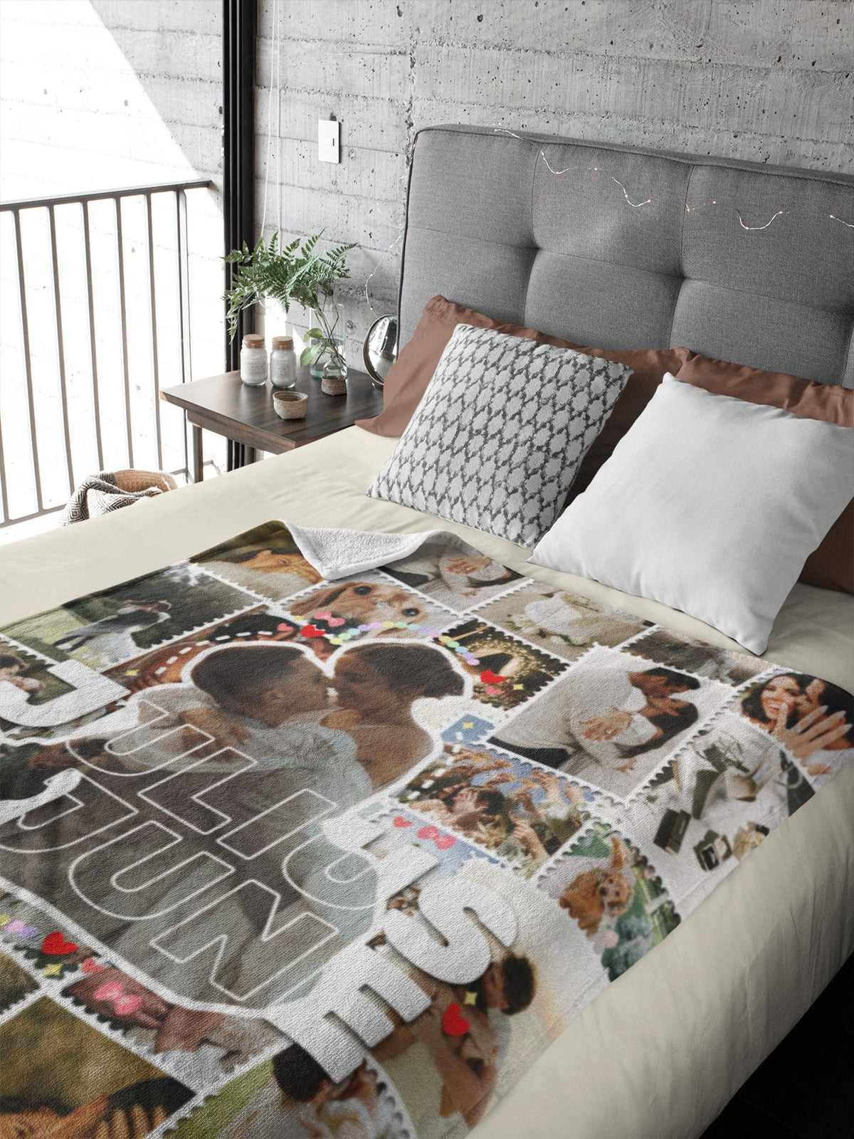 Custom Soft Blanket Personalized Girl Friend Name Photo Collage, Unique Matching Portrait Birthday Gift College Girlfriend