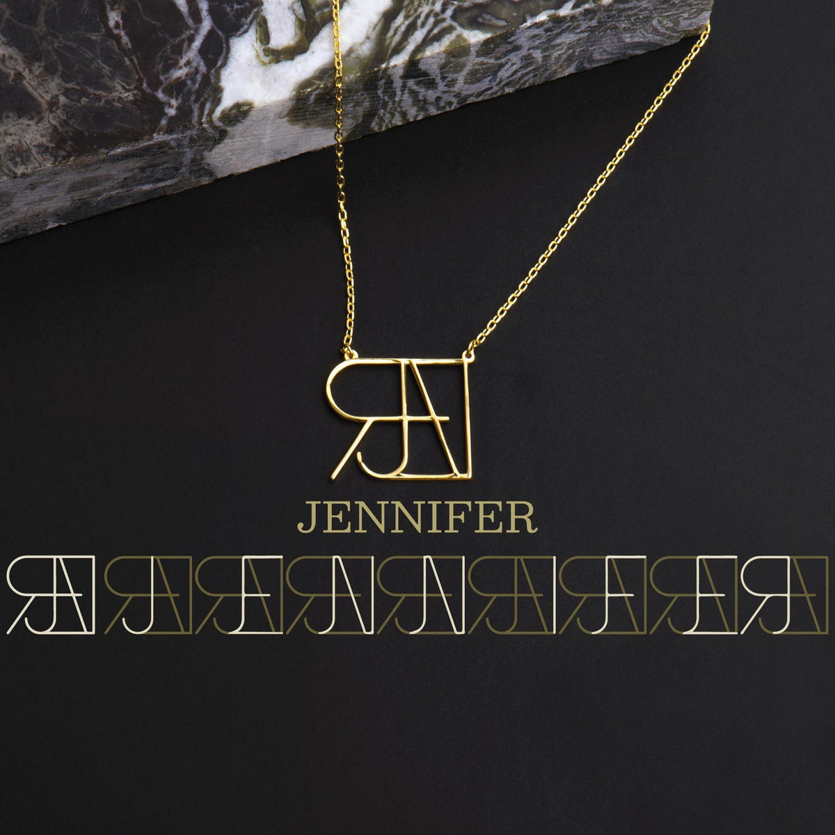 Graduation Gift Name Necklace, Custom Name Initials Monogram Name Necklace, Geometric Name Necklace Hidden Message Pendant