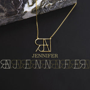 Graduation Gift Name Necklace, Custom Name Initials Monogram Name Necklace, Geometric Name Necklace Hidden Message Pendant