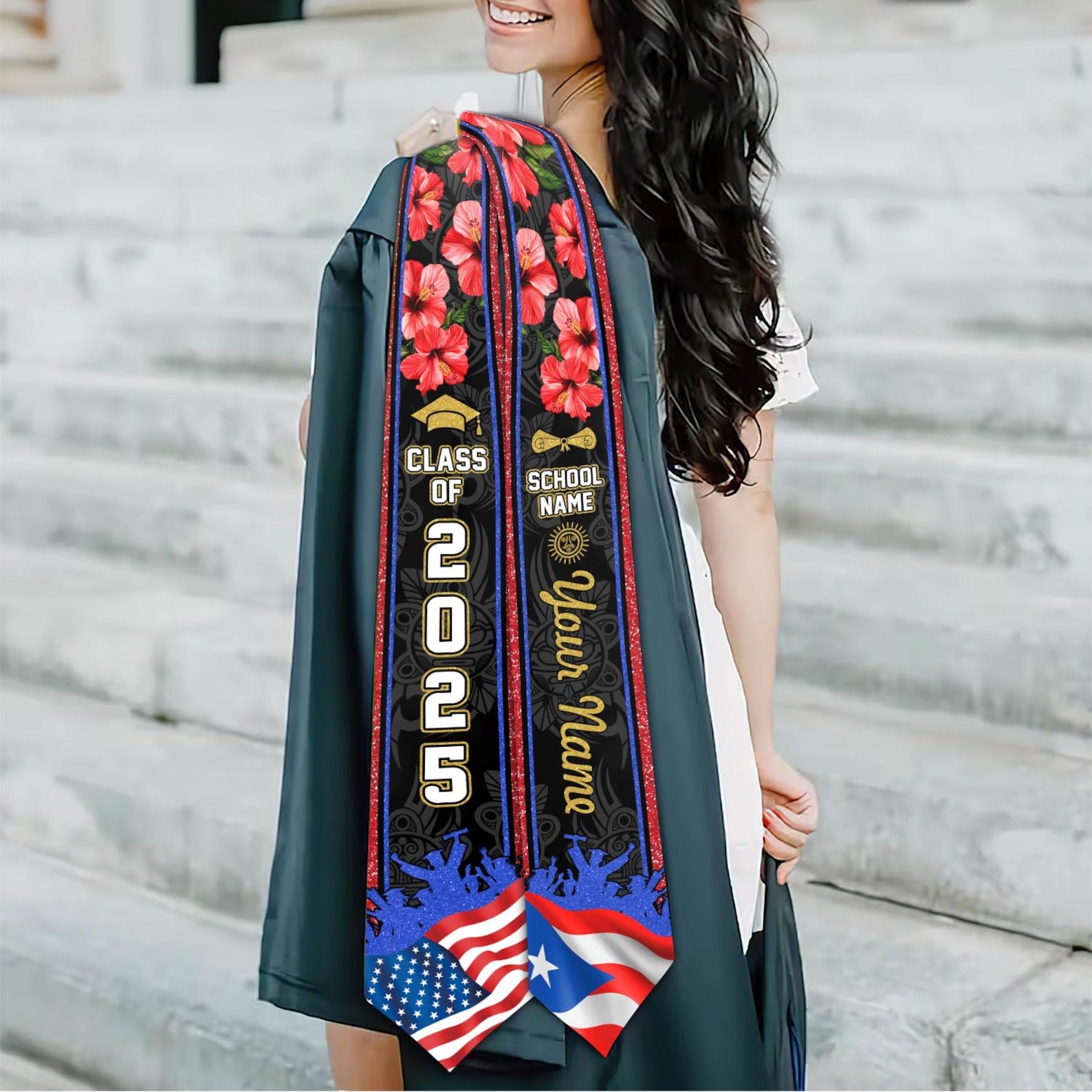 Personalized Puerto Rico Graduation Sash 2025, Puerto Ricans American ...