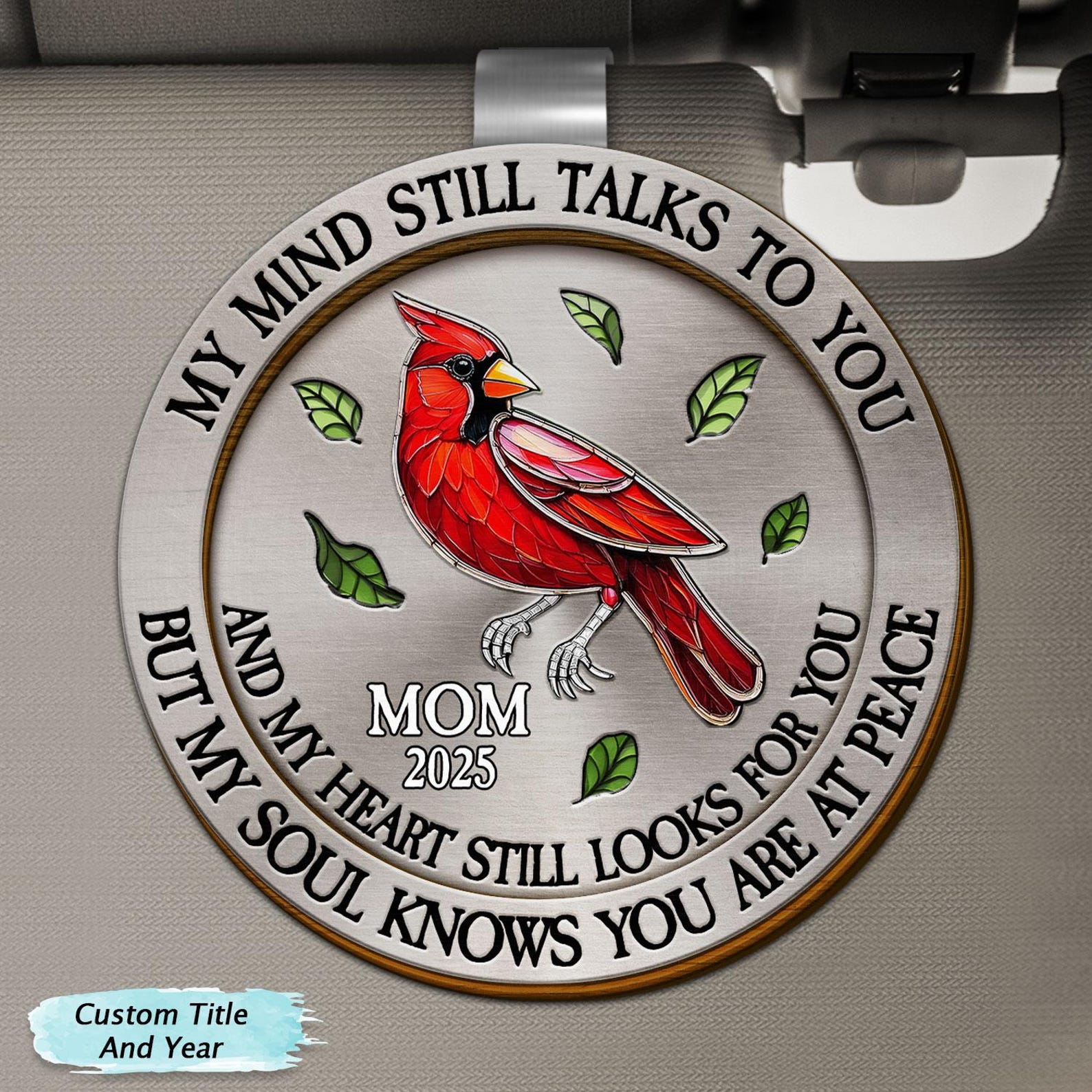 Memorial My Mind Still Talks To You Personalized Custom Shaped Car Visor Clip, Custom Memorial Gift, Keepsake Gifts, Loss Of Dad Gift 2025