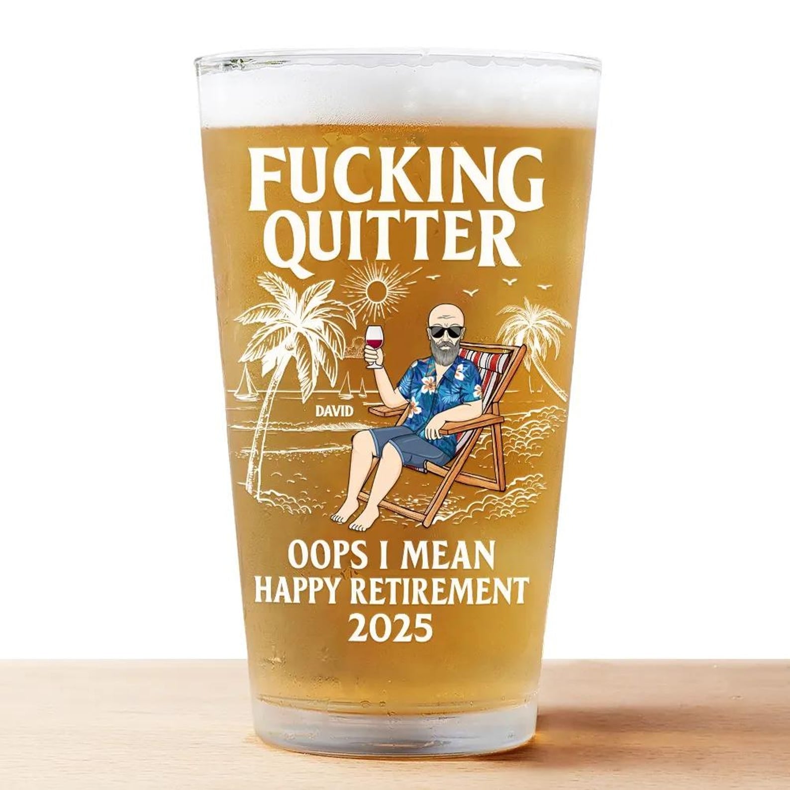 Oops I Mean Happy Retirement Personalized Custom Beer Glass, Retirement Beer Glasses, Funny Retirement Cocktail Glass, Custom Gifts 2025