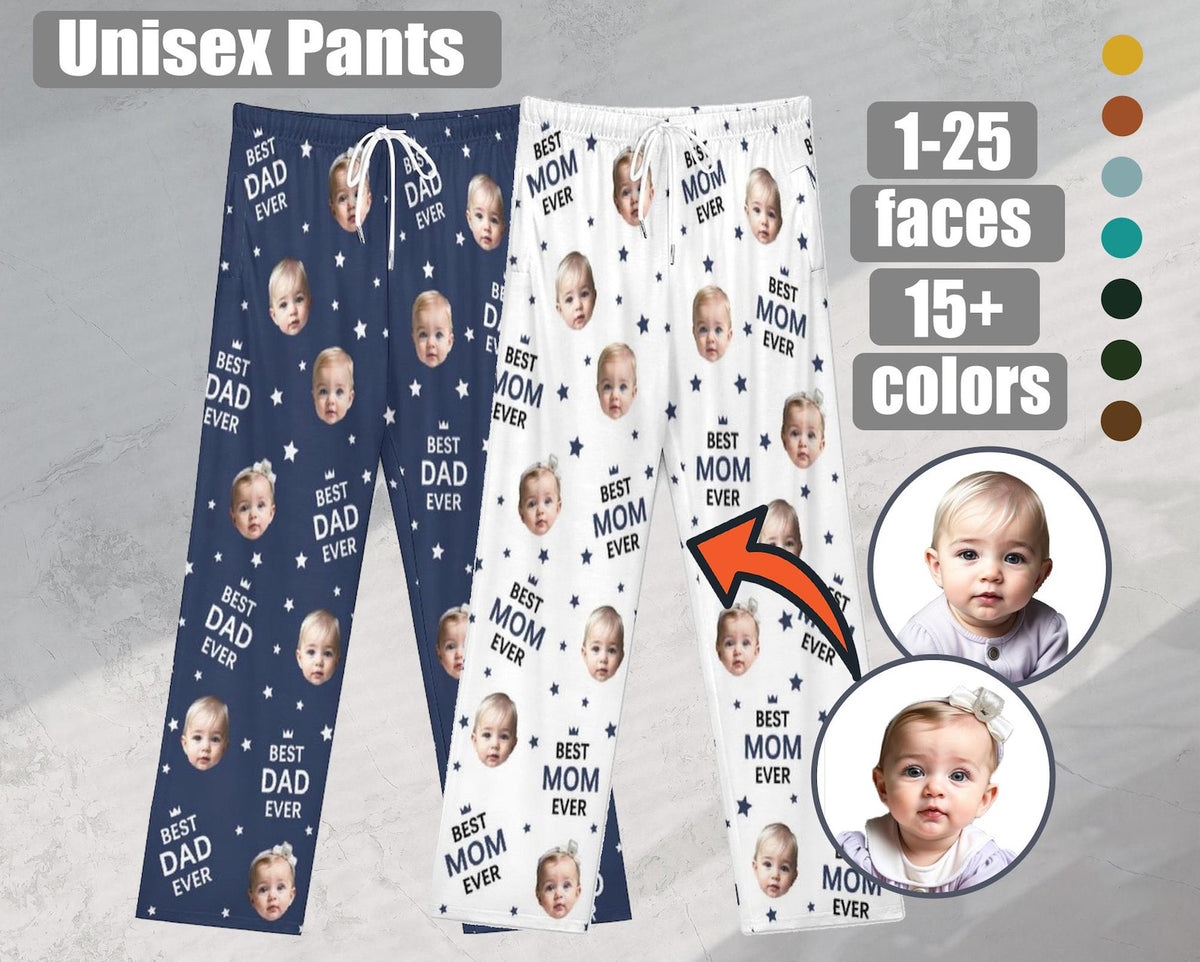 Custom Face Pajama pants,Best dad ever,Gift for dad/mom,Custom Pajamas pants,best mom ever,Birthday Day gift,Happy mother's day,dog/kid face
