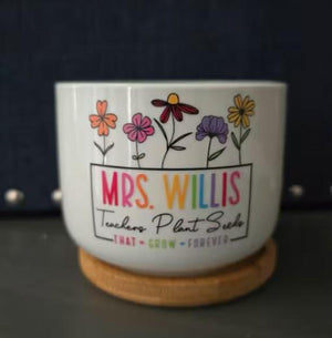Teacher Appreciation Gifts, Custom Teacher Plant Pot, Teacher Gifts, Thanks For Helping Me Grow, End Of Year Gifts
