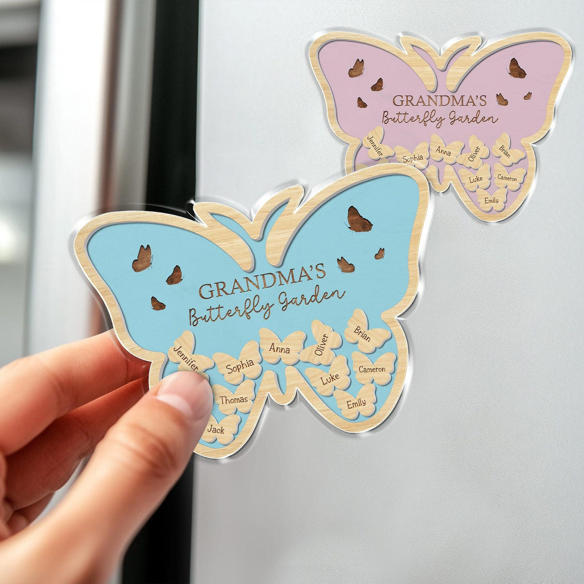 Personalized Mother's Day Gift For Grandma, Custom Grandkids Butterfly Magnet, Grandma Butterfly Garden Magnet, Grandma Gift From Grandkids