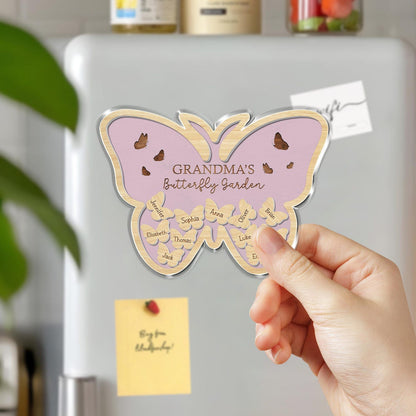 Personalized Mother's Day Gift For Grandma, Custom Grandkids Butterfly Magnet, Grandma Butterfly Garden Magnet, Grandma Gift From Grandkids