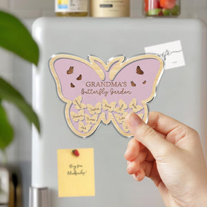 Personalized Mother's Day Gift For Grandma, Custom Grandkids Butterfly Magnet, Grandma Butterfly Garden Magnet, Grandma Gift From Grandkids