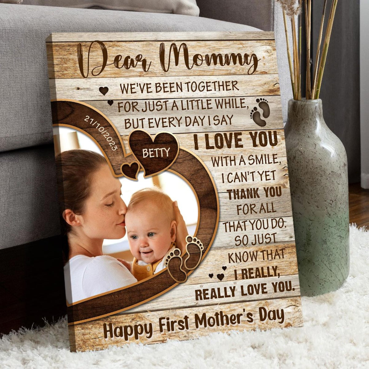 First Time Mother s Day Gift | Gift For First Time Mom | Personalized Canvas Print | Gifts For Mom | Mom Gift | 1st Mother s Day Gift