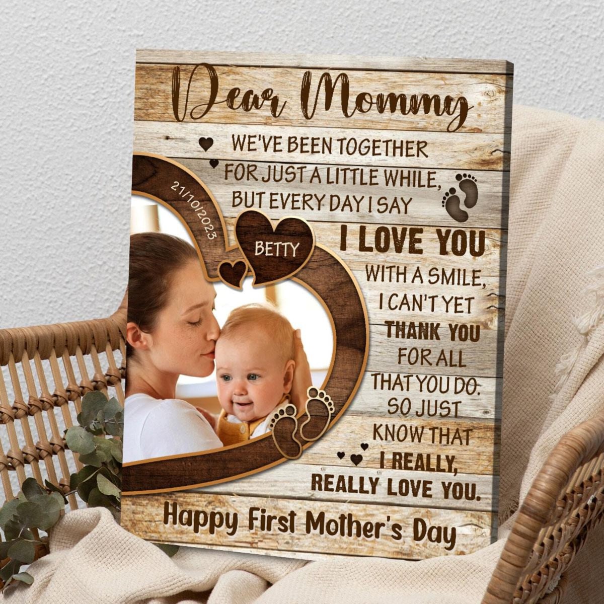 First Time Mother s Day Gift | Gift For First Time Mom | Personalized Canvas Print | Gifts For Mom | Mom Gift | 1st Mother s Day Gift