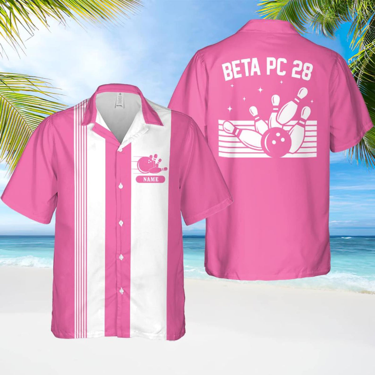 Personalized Retro Bowling Hawaiian Shirt, Custom Name Button Down Shirt, Matching Bowling Team Shirt, Bowling Lover Gift, Bowler Shirts