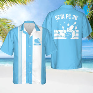 Personalized Retro Bowling Hawaiian Shirt, Custom Name Button Down Shirt, Matching Bowling Team Shirt, Bowling Lover Gift, Bowler Shirts