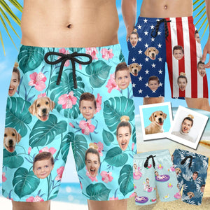 Personalized Face Swim Trunks: Custom Men's Bathing Suit, Father's Day Gift