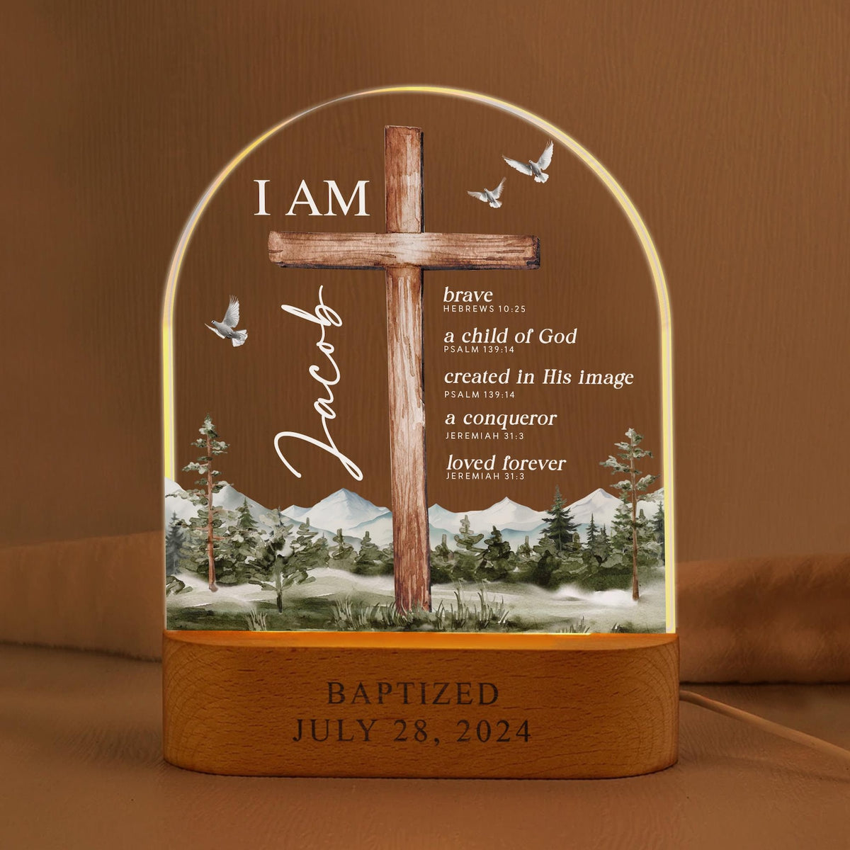 Personalized Baptism Gift For Kids Boy, Custom Kids Name Night Light, Gift For Godson, New Baby Boy Gift, Christening Gift, Dedicated Gift