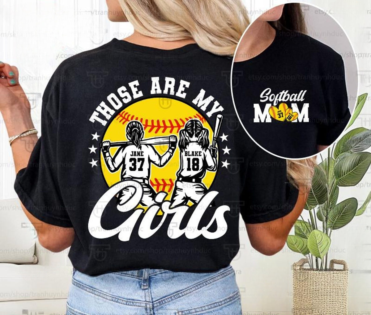 Personalized Softball Shirt, Softball Mom Shirt, Those Are My Girls, Custom with number and name, Custom Softball Girl Shirt, Game Day Shirt