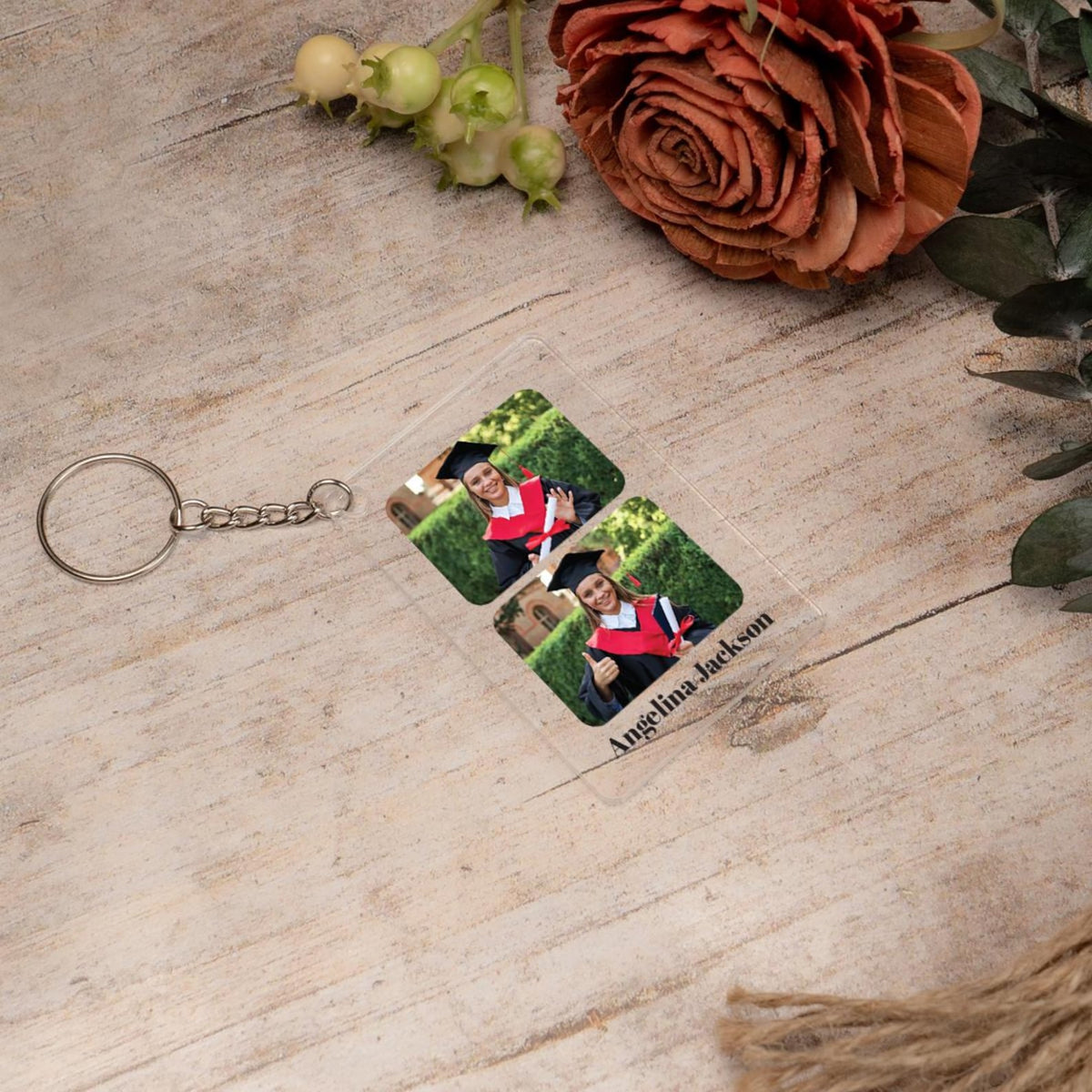 College Graduate Photo Keychain, Personalized Keychain With Picture, Graduation Day Gifts, Custom Text and Name Keychain, Acrylic Keychain