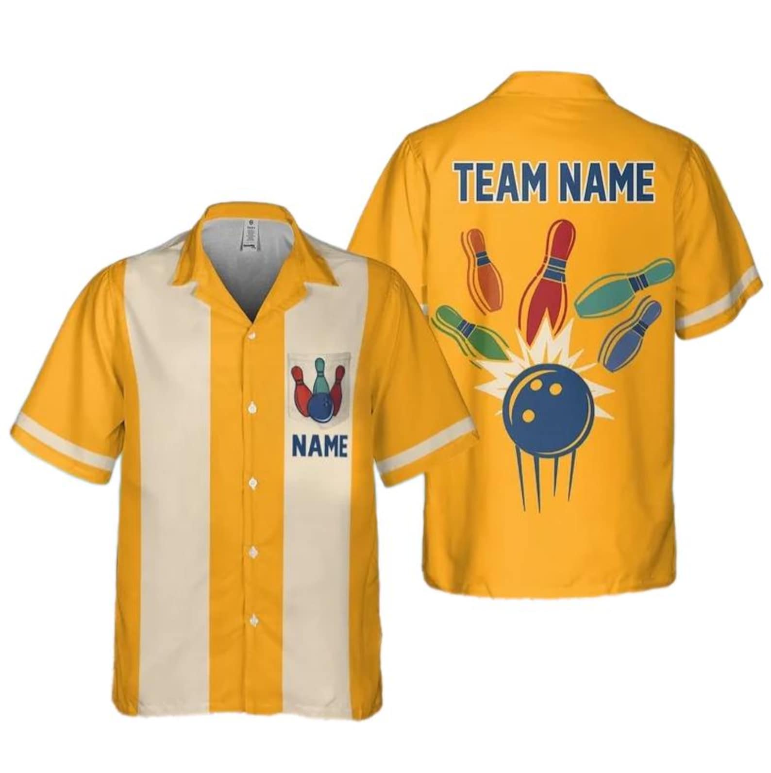 Personalized Retro Bowling Hawaiian Shirt for Men Women Kid, Custom Name Bowling Shirt, Youth Bowling Shirt, Vintage Bowling Team Name