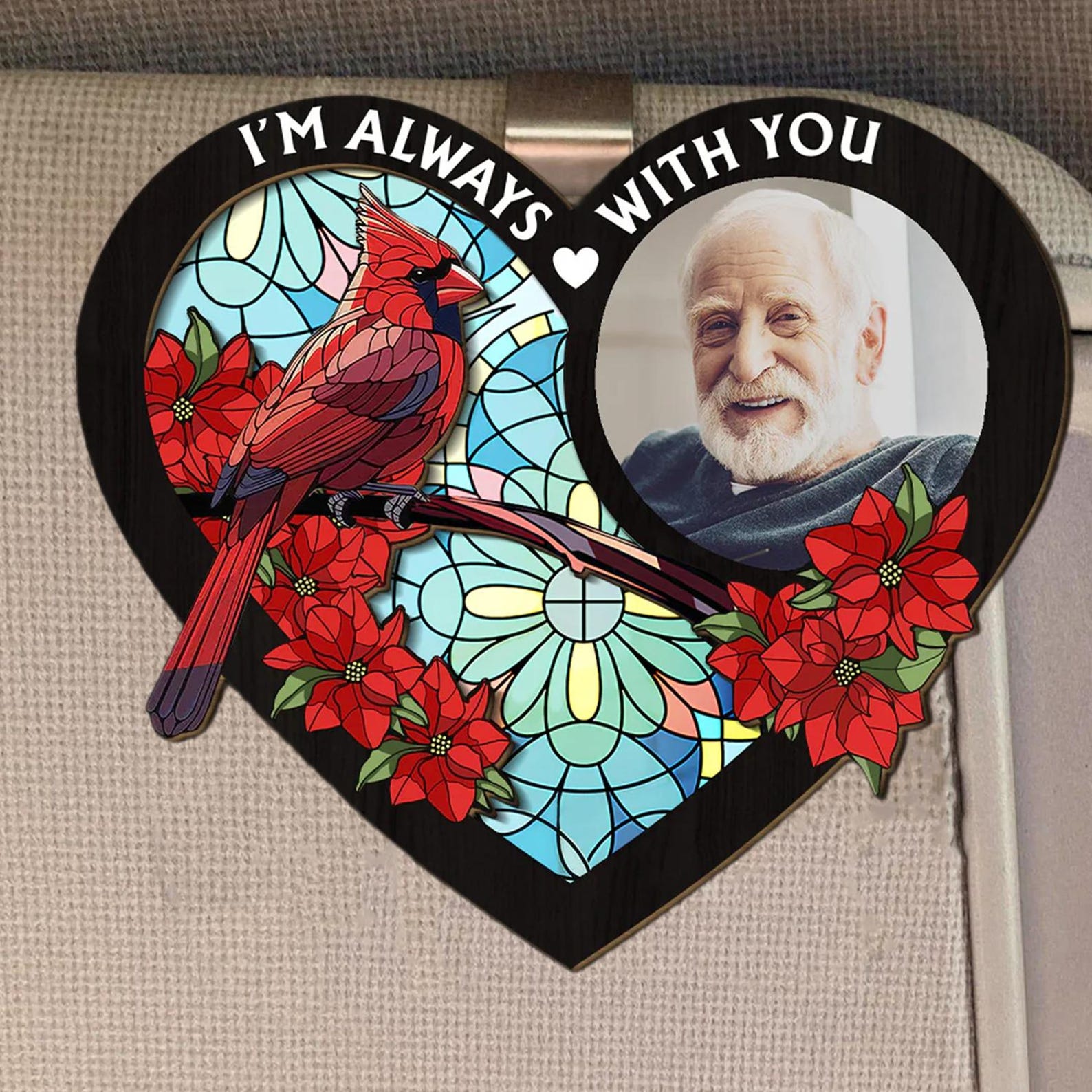 Personalized Memorial Photo Car Visor Clip, Memorial Gift, Custom Memorial Sun Visor Picture Clip, Dad Picture Memorial Car Visor Clip