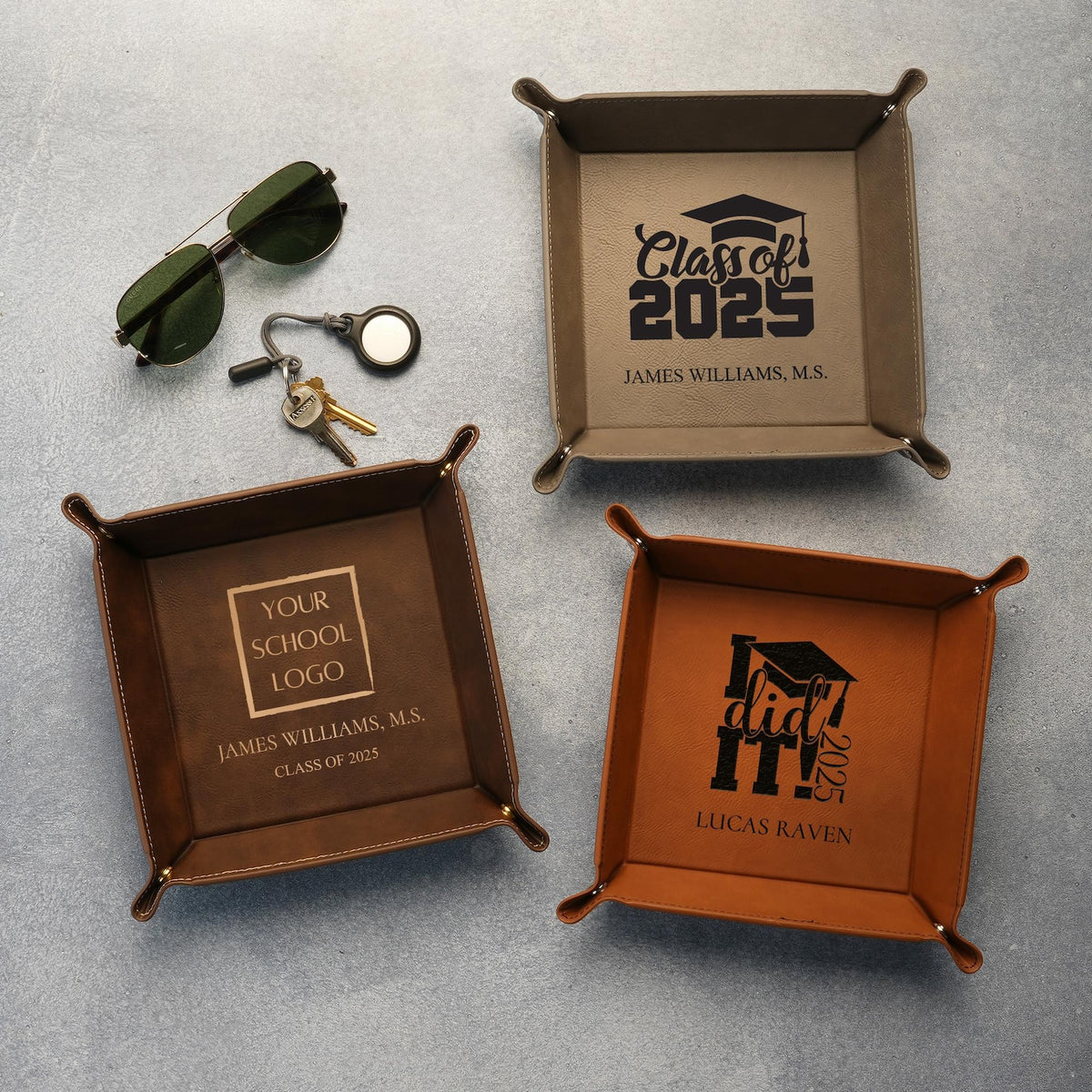 Graduation Gifts for Him, Personalized College PHD Doctor Graduation Gifts, Engraved Valet Tray, Custom Catch-all Tray, Gifts for Graduation