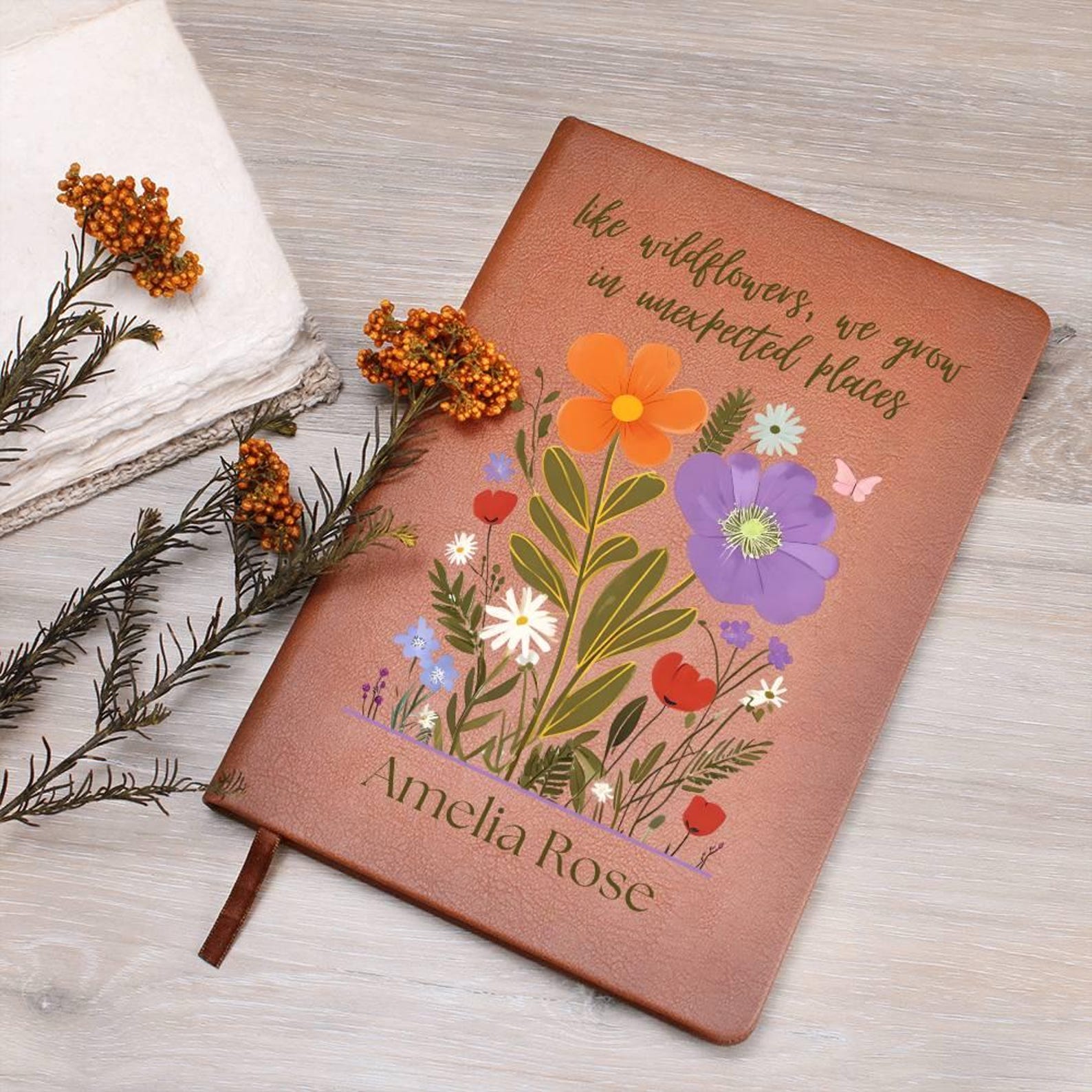 Floral New Chapter Personalized Journal, Custom Notebook For New Beginnings Gift and Life Change, Police Retirement Gift, Nurse Teacher