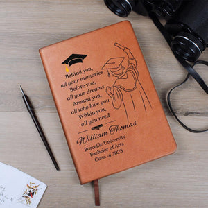 Personalized Graduation Gift Journal, Custom Name Notebook, Leather Journal, Graduate Gift Class of 2025, Grads Gifts for Her Gift for Him