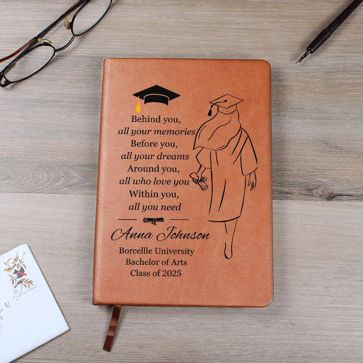 Personalized Graduation Gift Journal, Custom Name Notebook, Leather Journal, Graduate Gift Class of 2025, Grads Gifts for Her Gift for Him