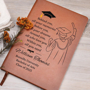 Personalized Graduation Gift Journal, Custom Name Notebook, Leather Journal, Graduate Gift Class of 2025, Grads Gifts for Her Gift for Him