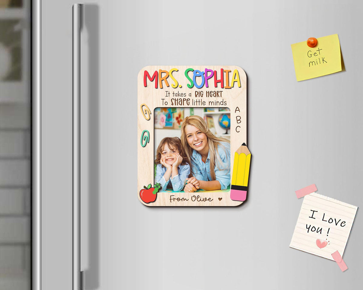 Personalized Teacher Name Fridge Magnet, Custom Photo Magnet, End Of Year Gift, Teacher Appreciation Gifts, Thank You Keepsake