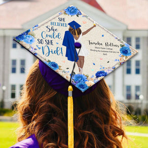 Personalized Graduation Cap Topper, Black Queen Grad Cap Topper, Class Of 2026, I Chose My Path But God Ordered My Steps, Graduation Decor