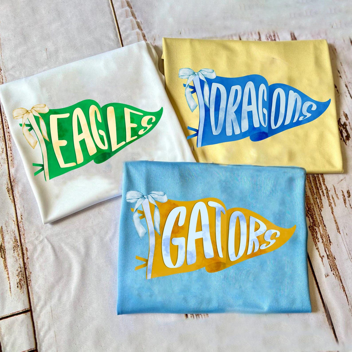 Custom Watercolor Pennants Flag Mascot Shirt, Girly Mascot shirt, School Spirit Shirt, Matching Team Tee, Personalized School Team