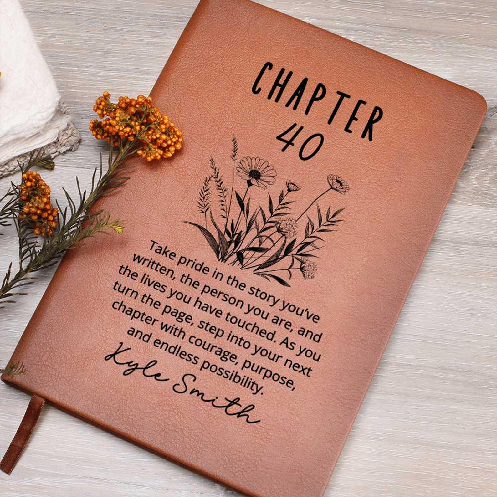 Forty Birthday Gift Best Friend Personalized Name Journal Gift for Her Bookish 40th Birthday Gift For Book Lovers, Fortieth One More Chapter