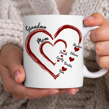 Custom Grandma Gift, Grandma Heart Mug, Nana Mug With Grandkids Name, Gift For Grandma, Mother's Day Shirt, Personalized Grandma Mug