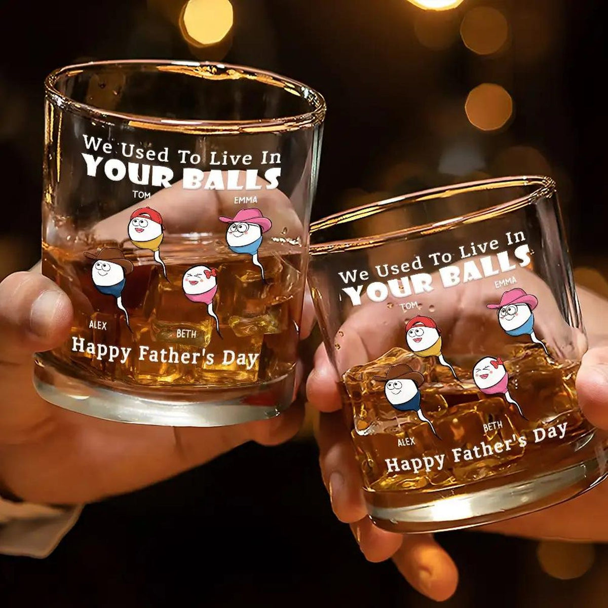 We Used To Live In Your Balls Personalized Custom Whiskey Glass, Gift for Dad, Best Dad Ever, Father's Day Gift, Custom Name Wine Glass 2025