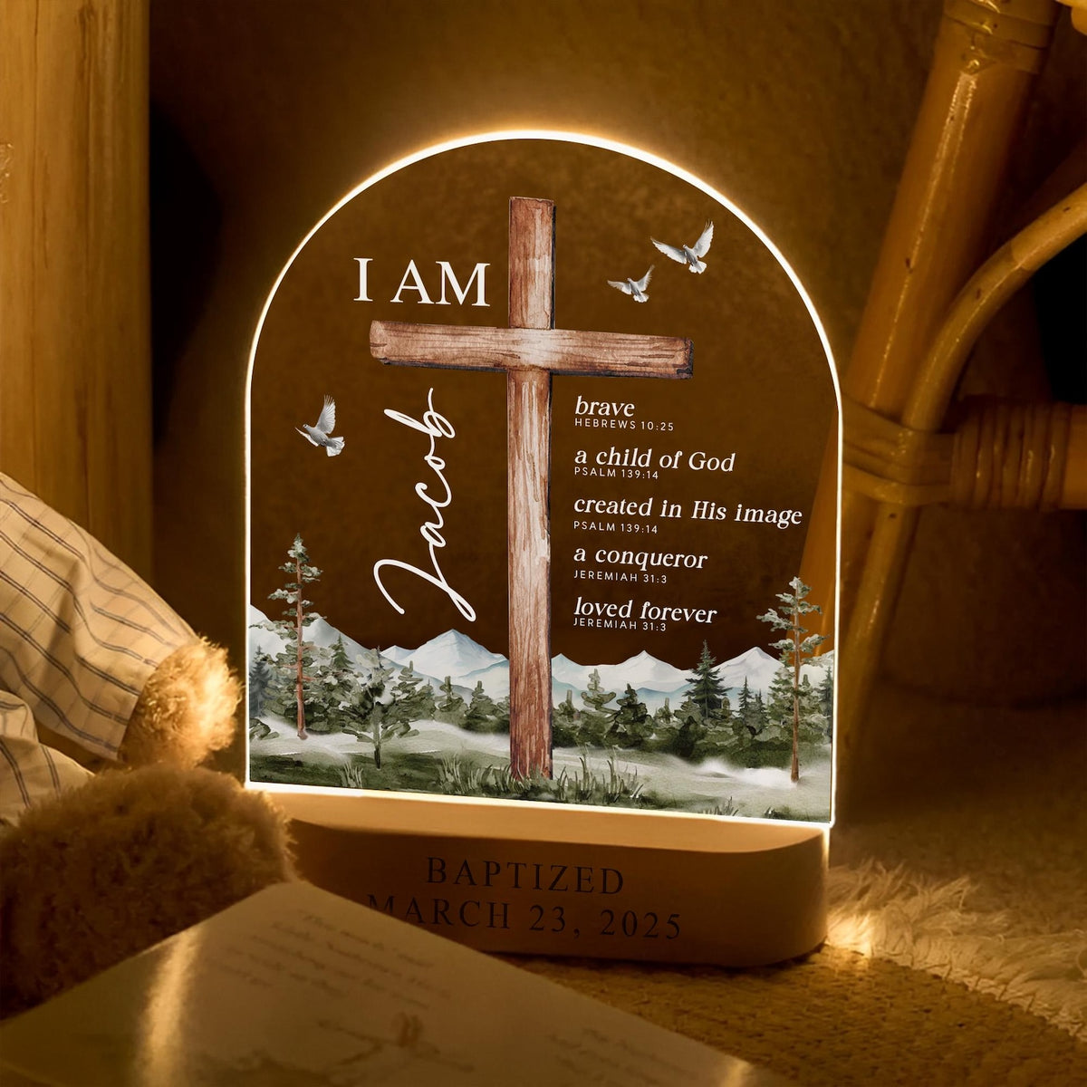Personalized Baptism Gift For Kids Boy, Custom Kids Name Night Light, Gift For Godson, New Baby Boy Gift, Christening Gift, Dedicated Gift
