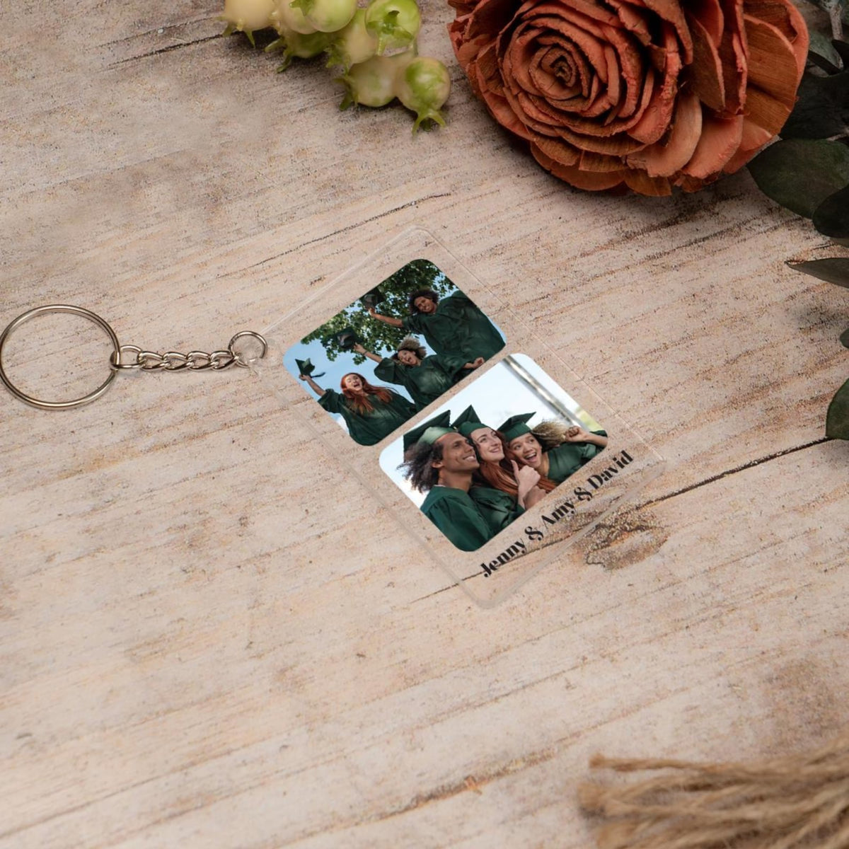 College Graduate Photo Keychain, Personalized Keychain With Picture, Graduation Day Gifts, Custom Text and Name Keychain, Acrylic Keychain