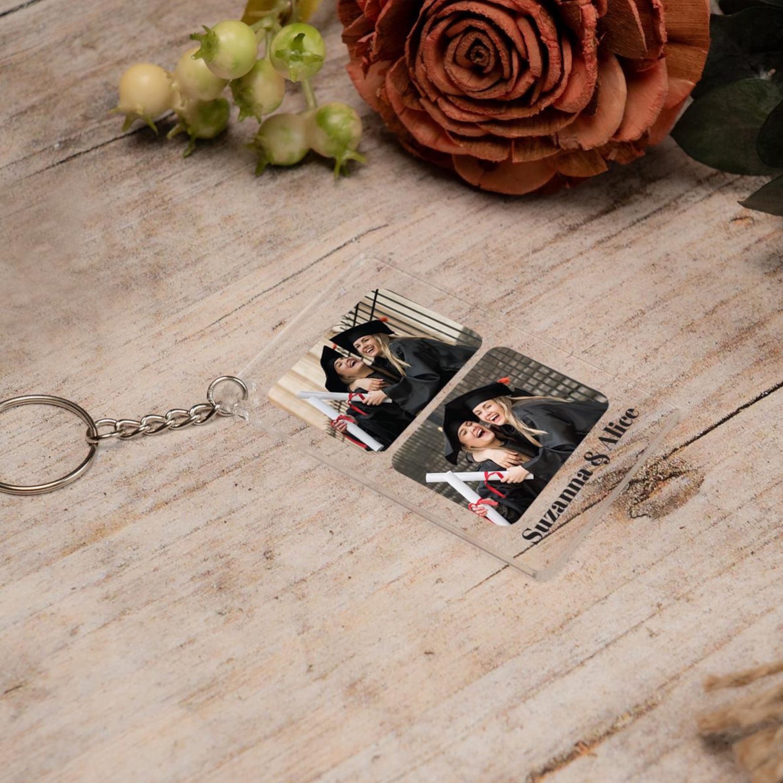 College Graduate Photo Keychain, Personalized Keychain With Picture, Graduation Day Gifts, Custom Text and Name Keychain, Acrylic Keychain