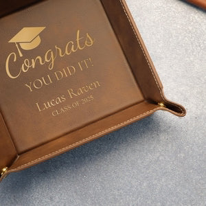 Graduation Gifts for Him, Personalized College PHD Doctor Graduation Gifts, Engraved Valet Tray, Custom Catch-all Tray, Gifts for Graduation