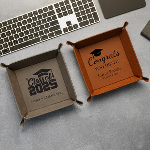 Graduation Gifts for Him, Personalized College PHD Doctor Graduation Gifts, Engraved Valet Tray, Custom Catch-all Tray, Gifts for Graduation