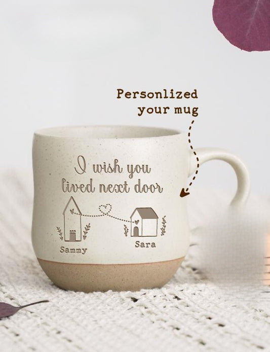Custom I Wish You Lived Next Door Mug, Personalized Engraved Best Friend Coffee Mug, Long Distance Gifts For Best Friend, Moving Away Gifts