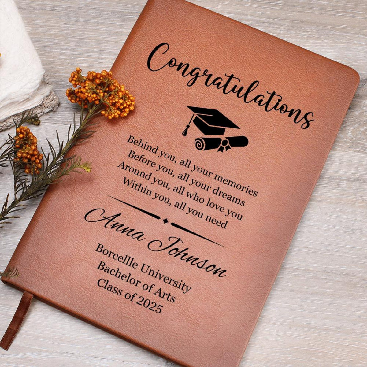 Personalized College Graduation Gift for Daughter Son Custom Graduation Journal, Grad gift for Best Friend High School Gifts for Her for Him