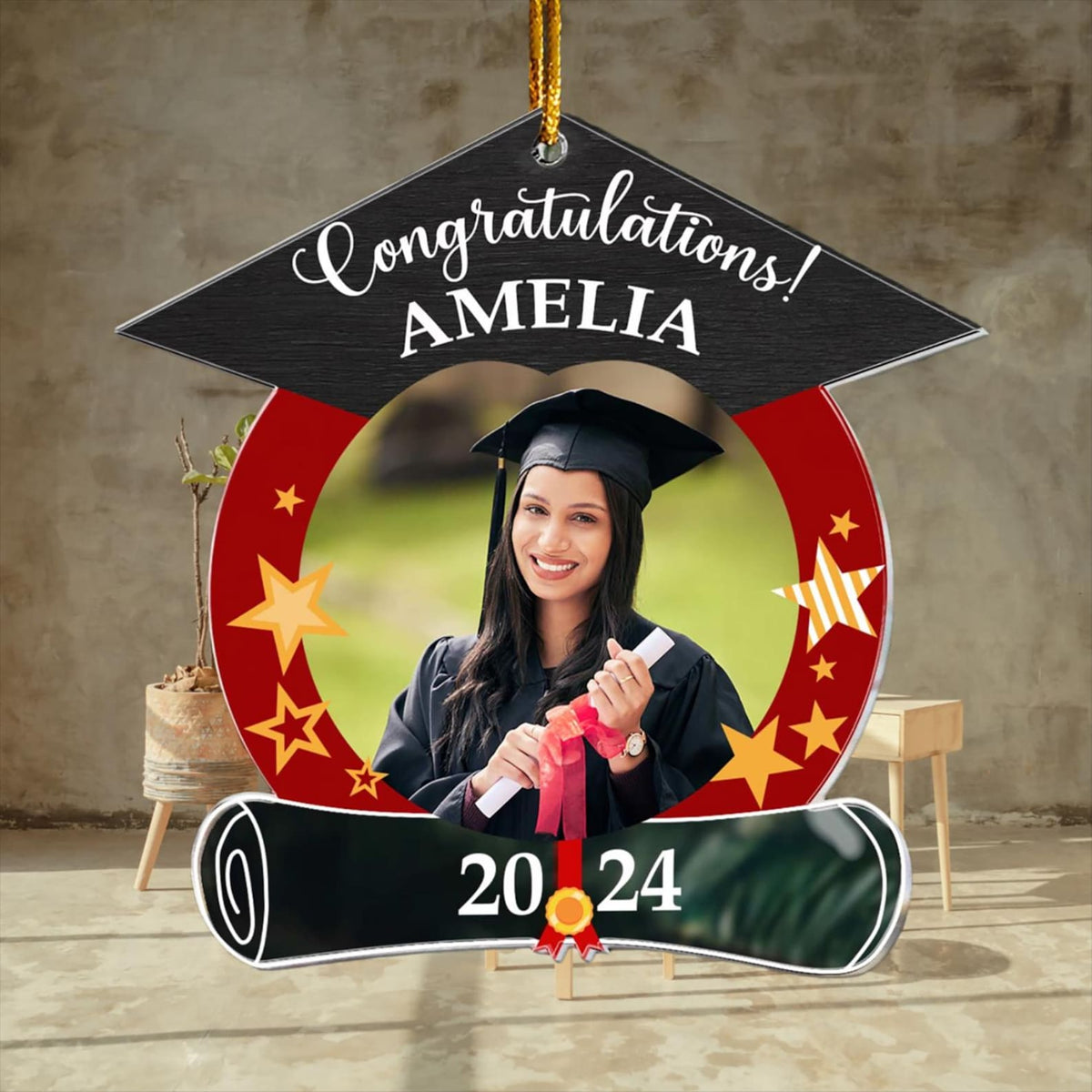 Personalized Graduation Photo Ornament, Custom Face Acrylic Ornament, 2025 College Graduation, School Graduation Ornament Gift, Grad Gift